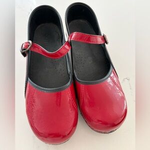 Dansko Patent Red Clogs